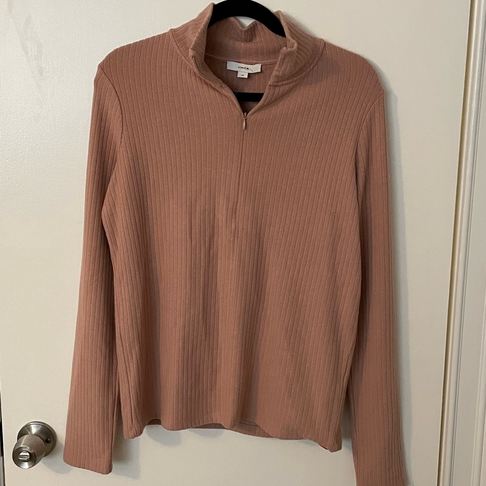 NWT Vince Ribbed Half Zip Mock Neck Sweater Sz L